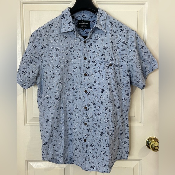 RODD & GUNN Shirt Mens Large Sport Fit Blue Tropical Print Italy Woven Button Up - Picture 2 of 8